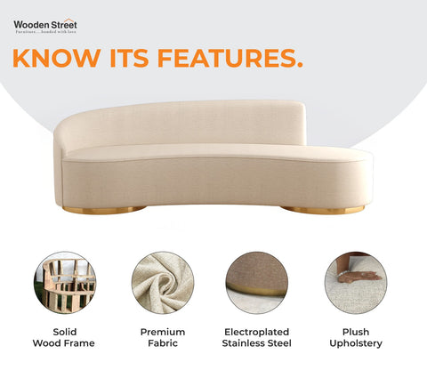 Osbert 3 Seater Curved Sofa (Cotton, Jade Ivory)