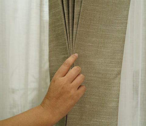 Solid Line Textured 1 Piece Light-Filtering Door Curtains (Beige, 7 Feet)