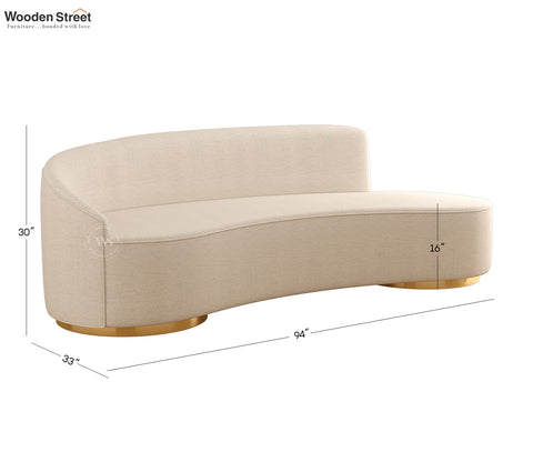 Osbert 3 Seater Curved Sofa (Cotton, Jade Ivory)