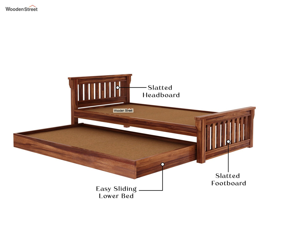 Kendra Trundle Bed (Honey Finish)