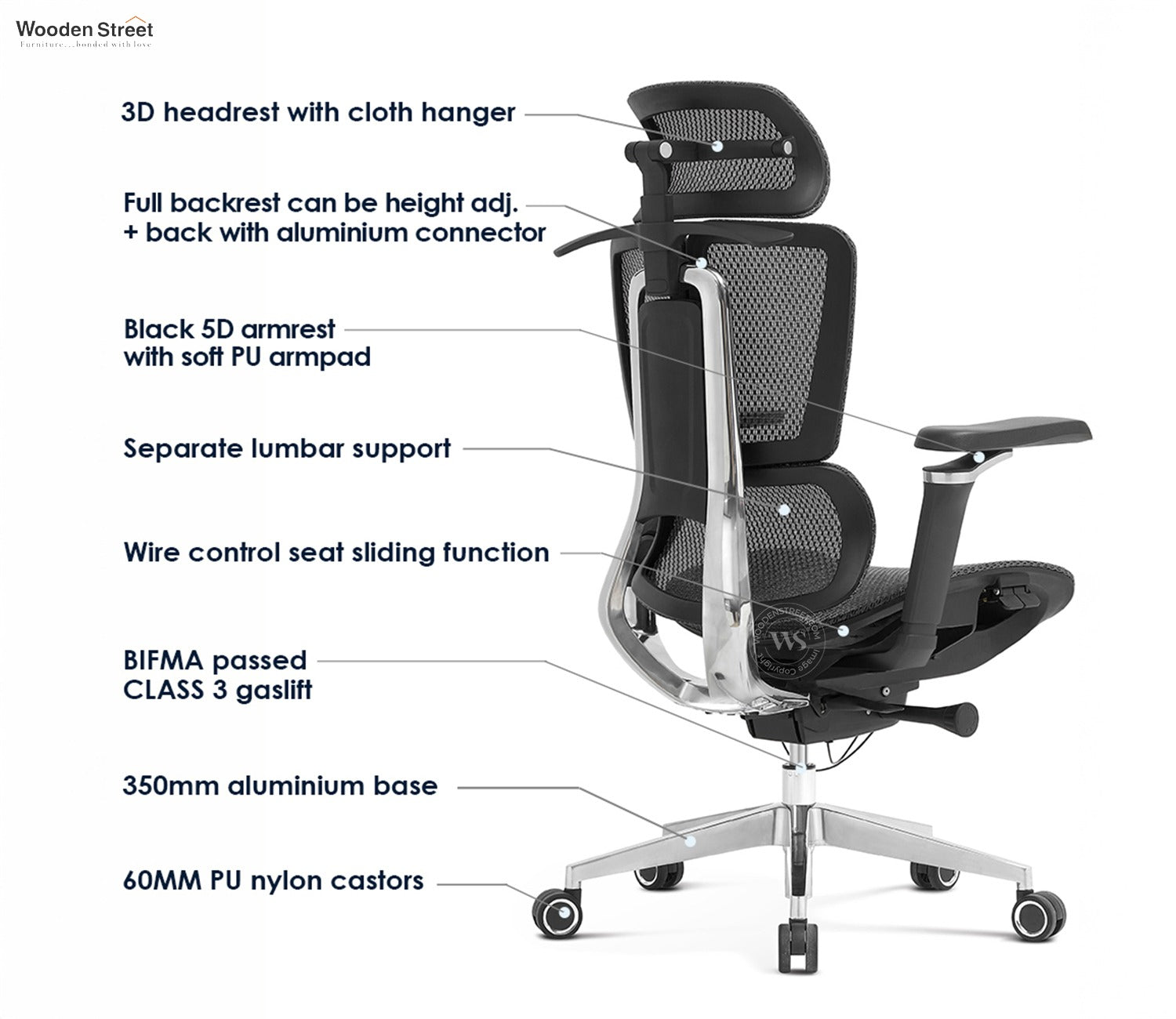 Bezus Premium Ergonomic High-Back Mesh Office Chair (Black)