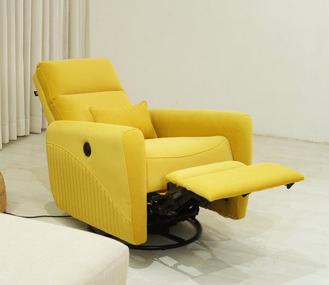 Nivaan Suede Rocking Revolving Motorized Recliner R3 (Yellow)