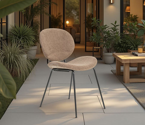 Clouda Modern Upholstered Chair in Boucle Fabric (Brown)