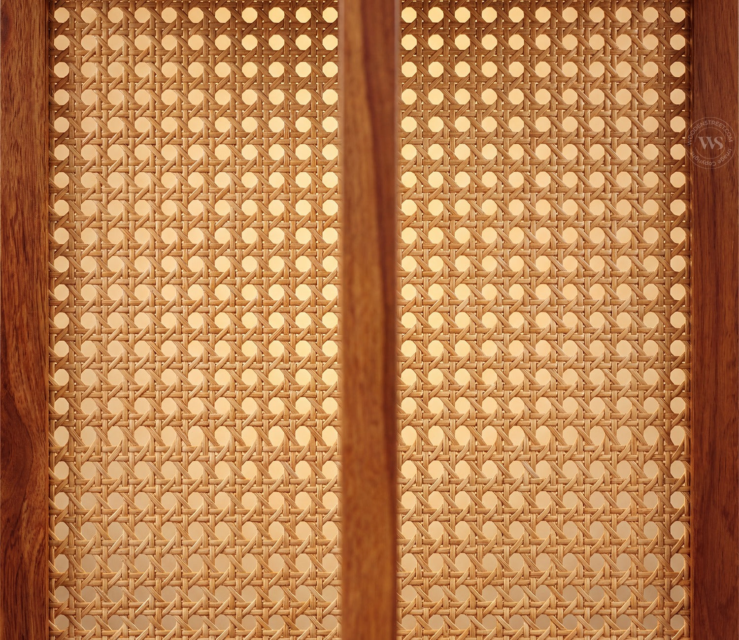 Aakruti Arch Sheesham Wood Single Panel Room Divider with Cane Weave & Open Shelf - Freestanding Partition Screen