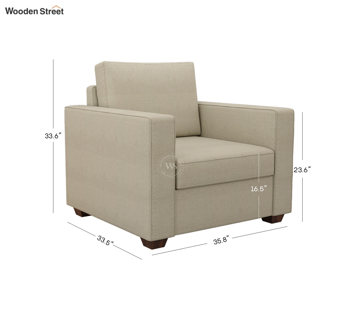 Albus One Seater Fabric Sofa (Cottage Ivory)