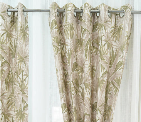 Palm Tree 1 Piece Light-Filtering Curtain (Green, 7 Feet)