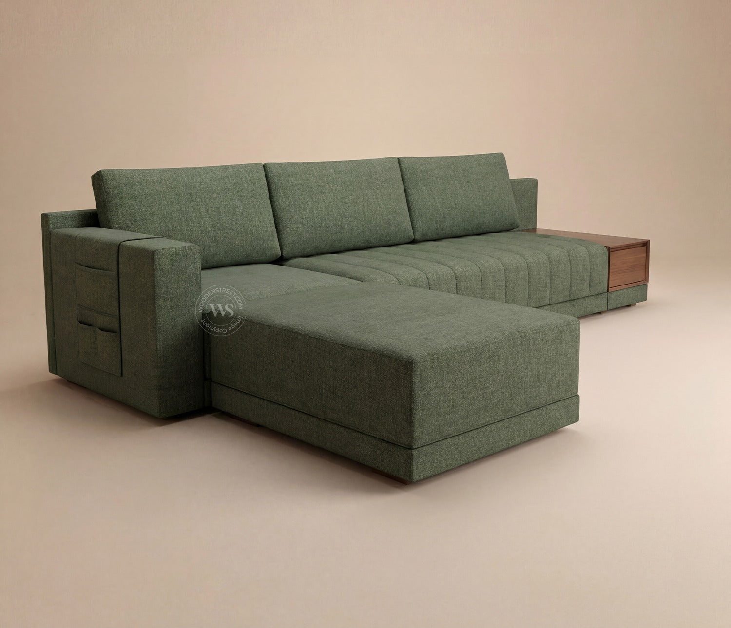 Oasis L-Shape Left Aligned Sectional Sofa (Sage Green)