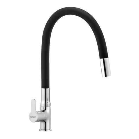 Trueliving Modern Pavo Swan Neck Brass Faucet with Silicone Black Flexible Spout
