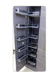 Trueliving_GLASS GREY PANTRY WITH BIDDING 6 Ft 3 Inch to 7 Ft Grey