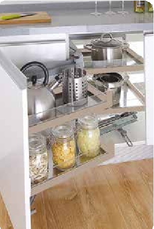 Trueliving_GLASS MAGIC CORNER MATTEE CHAMPAGNE (SOFT CLOSE) 38"*20"*20" White Grey Strip