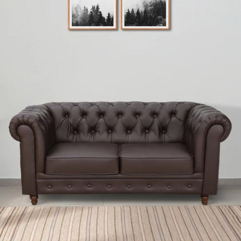 Trueliving Modern Dark Two Seater Sofa Leather Finish H 33" x W 60" x D 35"