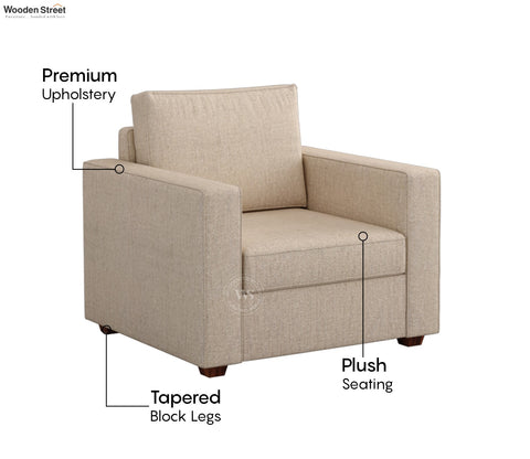 Albus 3+1+1 Seater Fabric Sofa Set (Cotton, Jade Ivory)