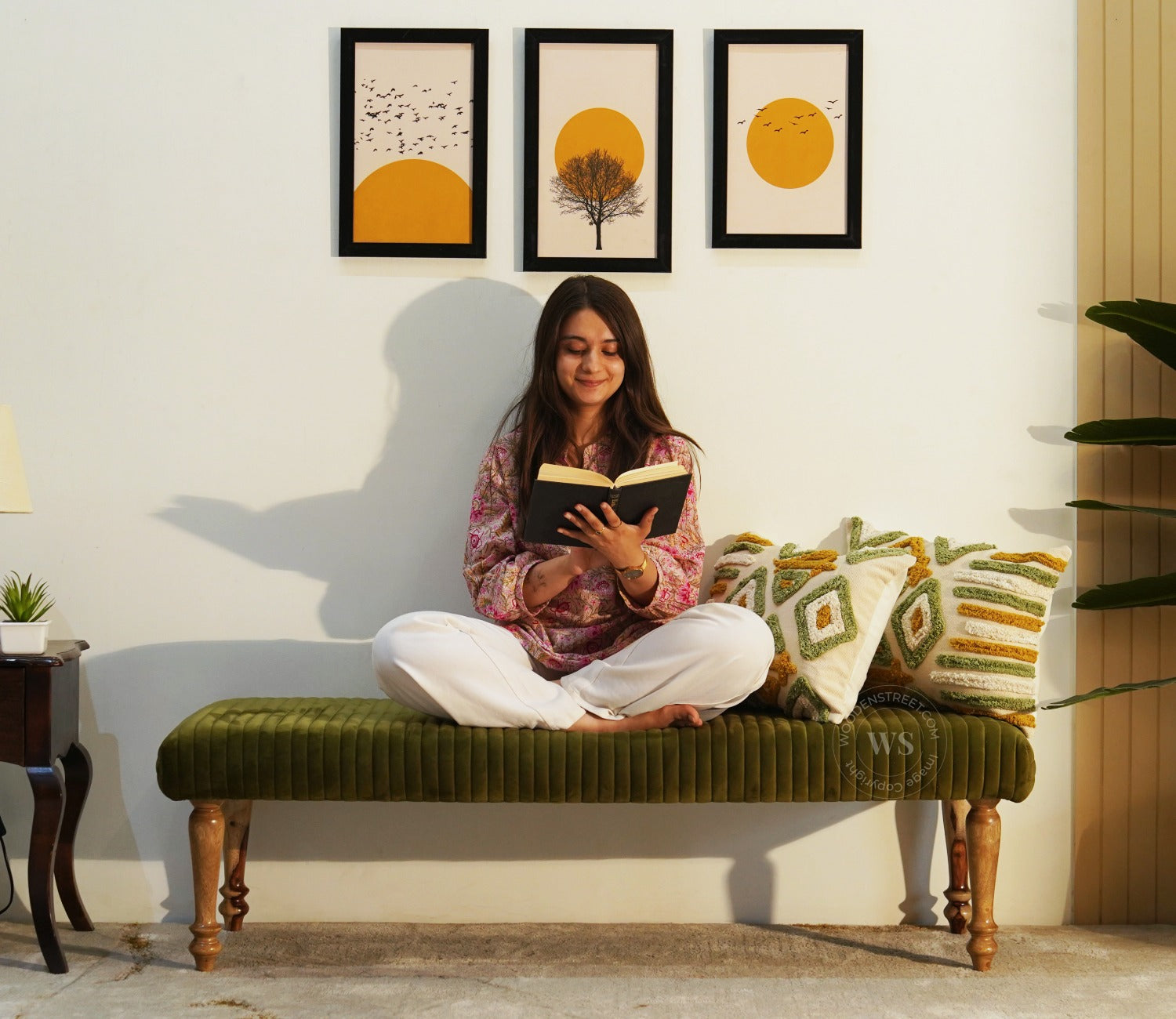 Piccolo Upholstered Bench (Dark Olive Green)