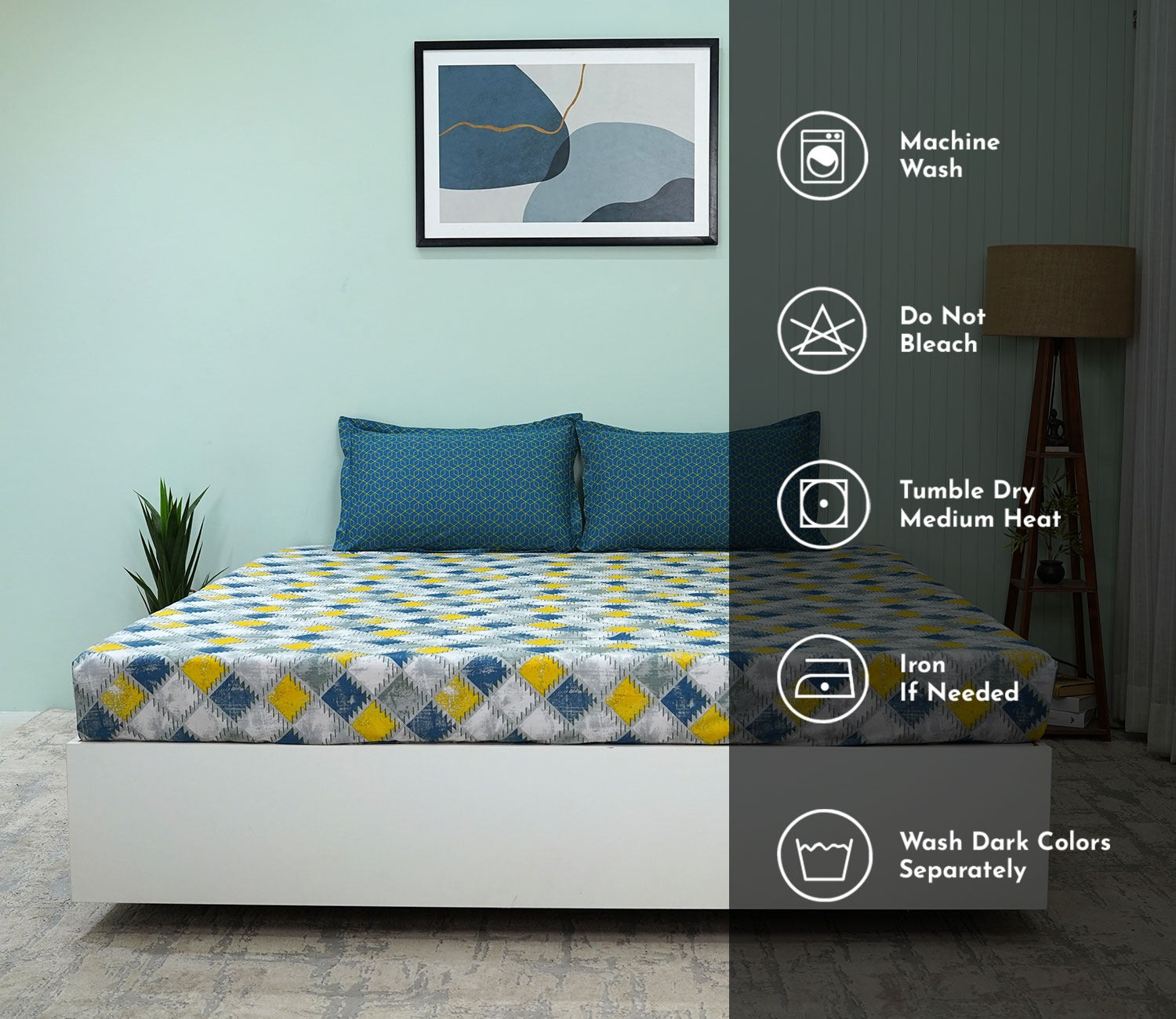 Jasper Celebration Queen Size Bedsheet (Blue)