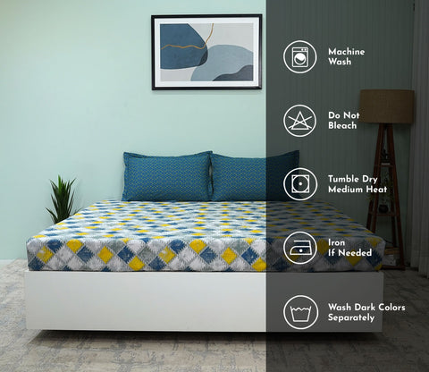 Jasper Celebration Queen Size Bedsheet (Blue)