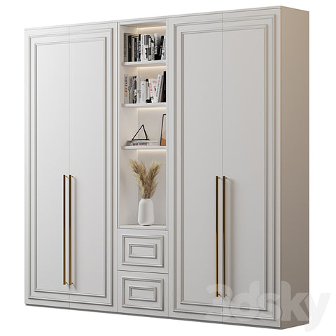 Trueliving 5 Cabinet Open Kids White wardrobes Laminated Finish & PU Finish with Drawers 8Ft *2Ft *9Ft -2438.4MM X 609MM X 2743.2MM)