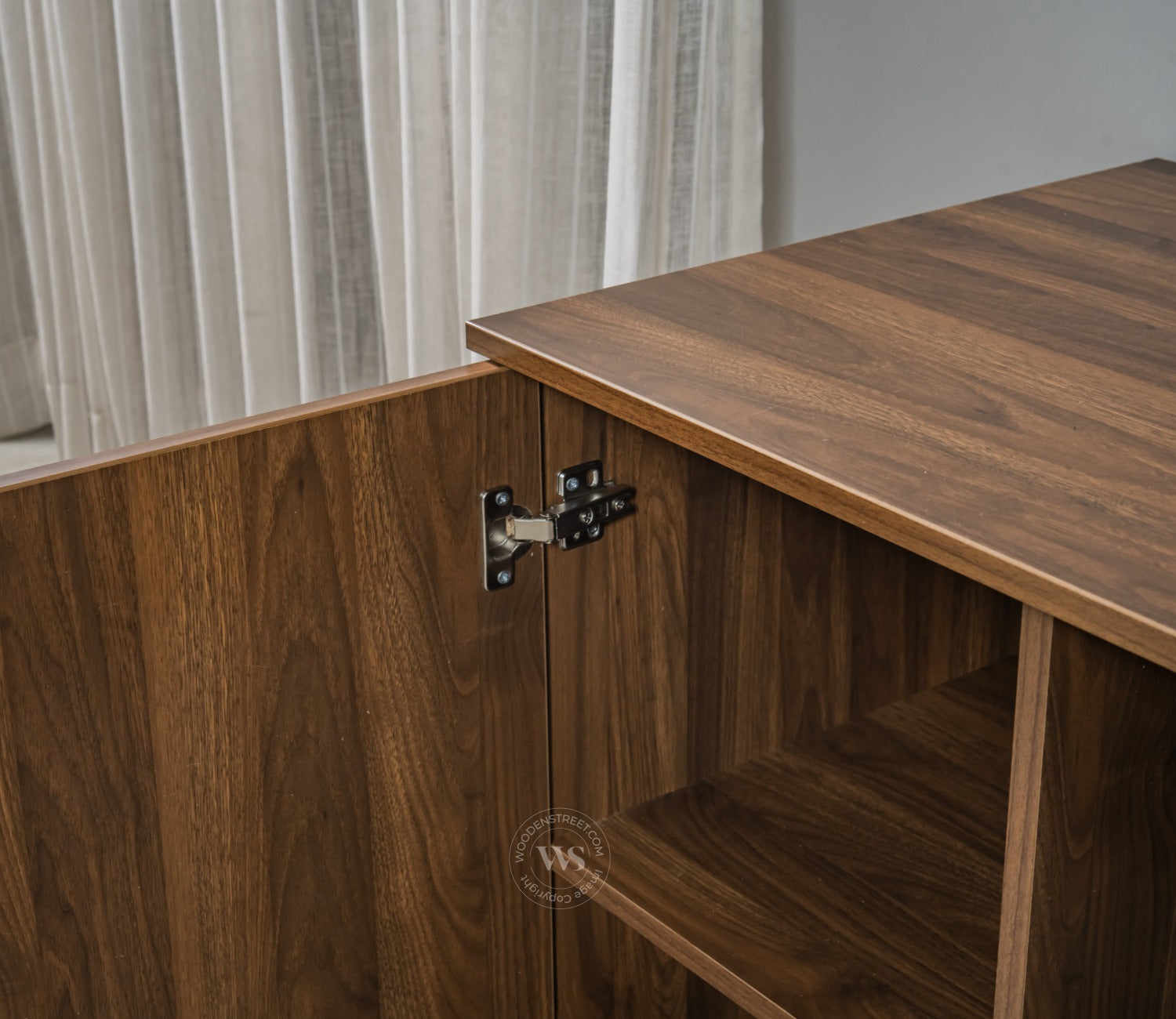 Arc Engineered Wood Study Table With 2 Layer Closed Storage Cabinet (Columbian Walnut Finish)