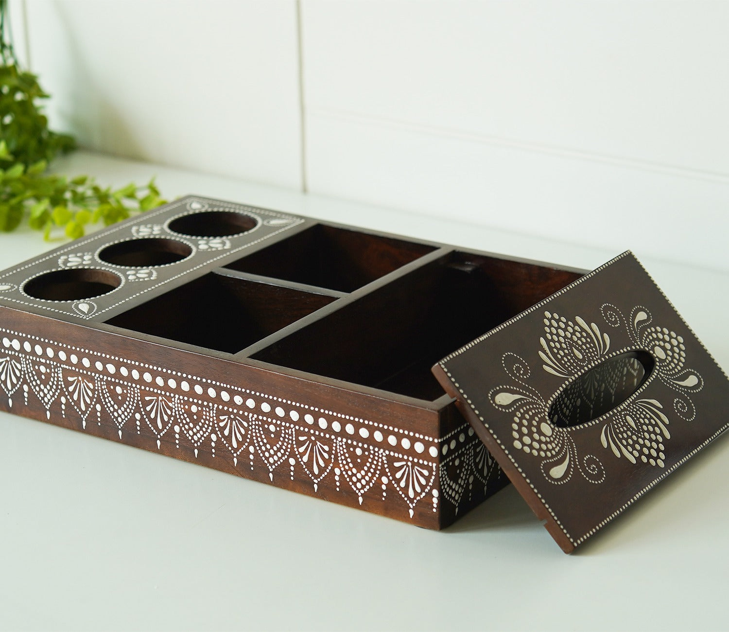 Medhini Hand Painted Solid Wood Multistorage Tray