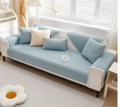 Radiant Blues Plain Designer 1 Seater Sofa Cover (Blue)