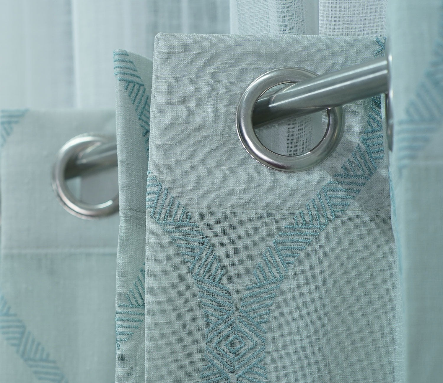 Twisted Sheer Door Curtains Set of 2 (Blue, 7 Feet)