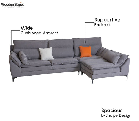 Arnett Premium L shape Fabric Sofa (Grey)