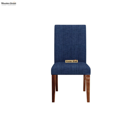 Gladys Sheesham Wood Premium Cotton Cushioned Dining Chair - Set of 2 (Cotton, Honey Iris Blue)
