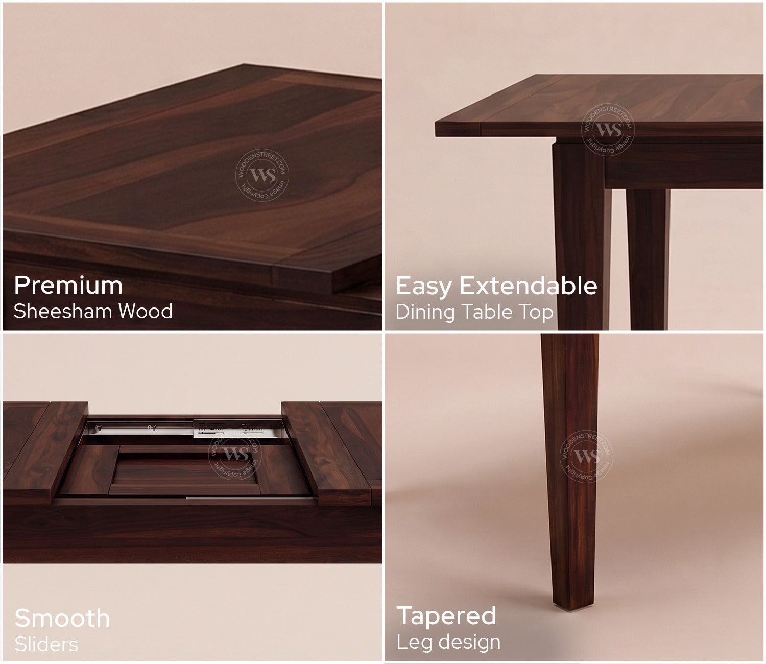 Tim Extendable 4 Seater Dining Table (Walnut Finish)