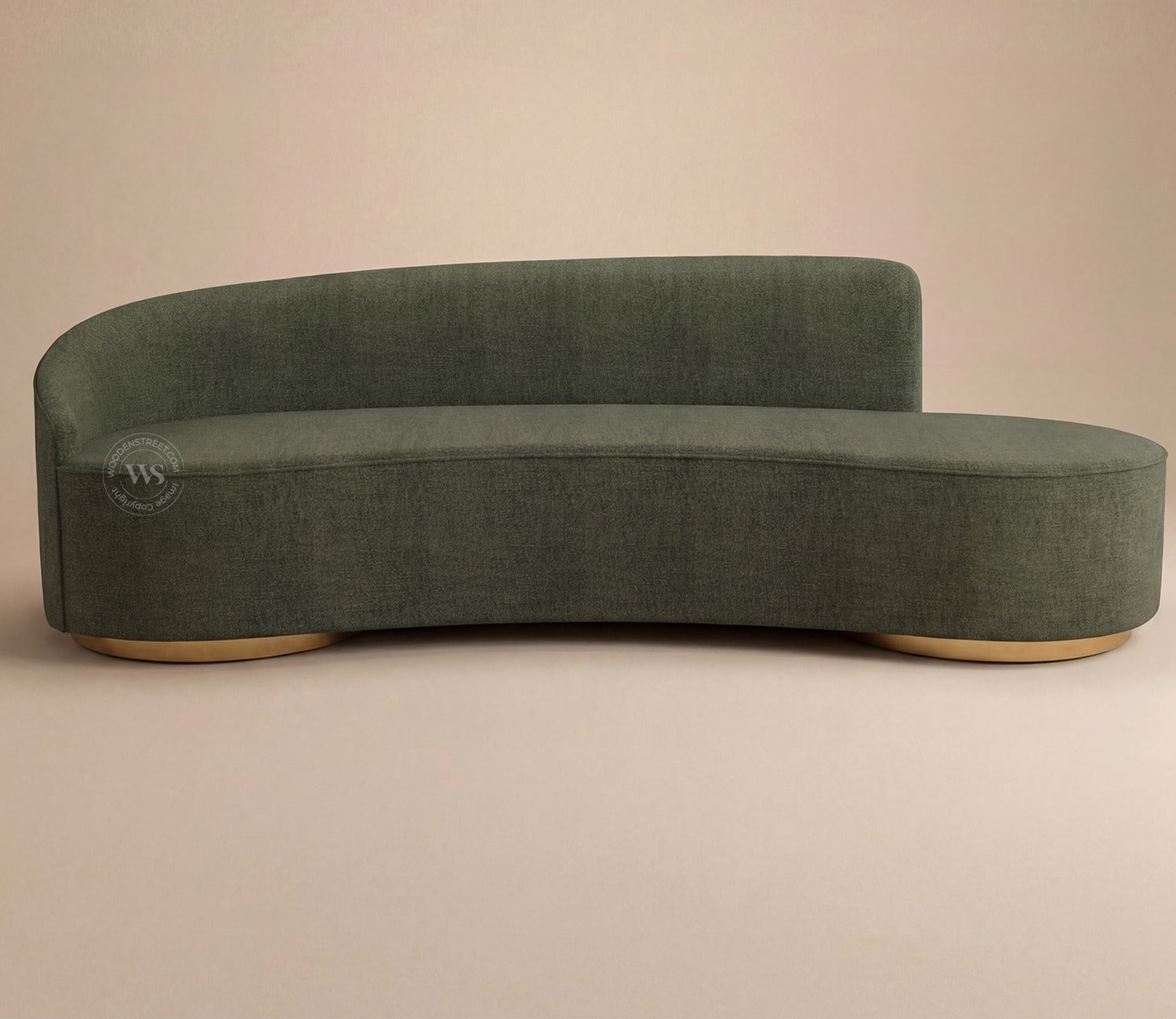 Osbert 3 Seater Curved Sofa (Cotton, Sage Green)