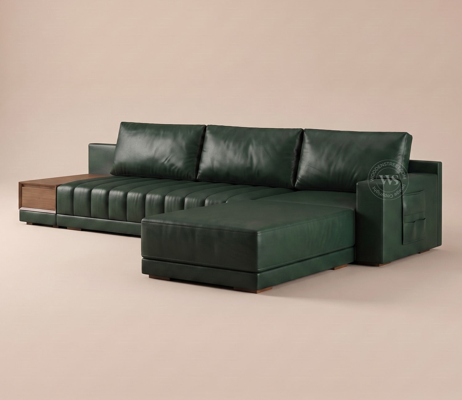 Oasis L-Shape Right Aligned Sectional Sofa (Leatherette, Leaf)