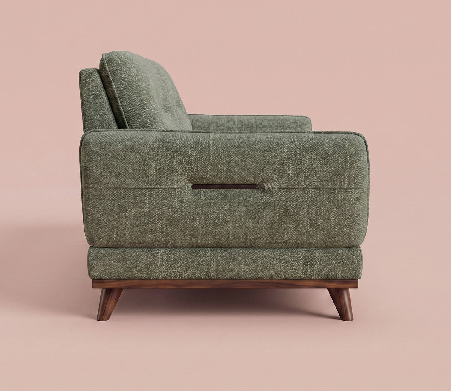 Alvaro 3+1+1 Seater Fabric Sofa with Wooden Accents (Cotton, Sage Green)
