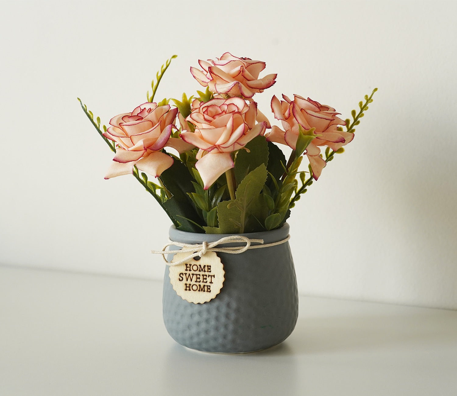 Artificial Flower With Ceramic Pot (Grey)