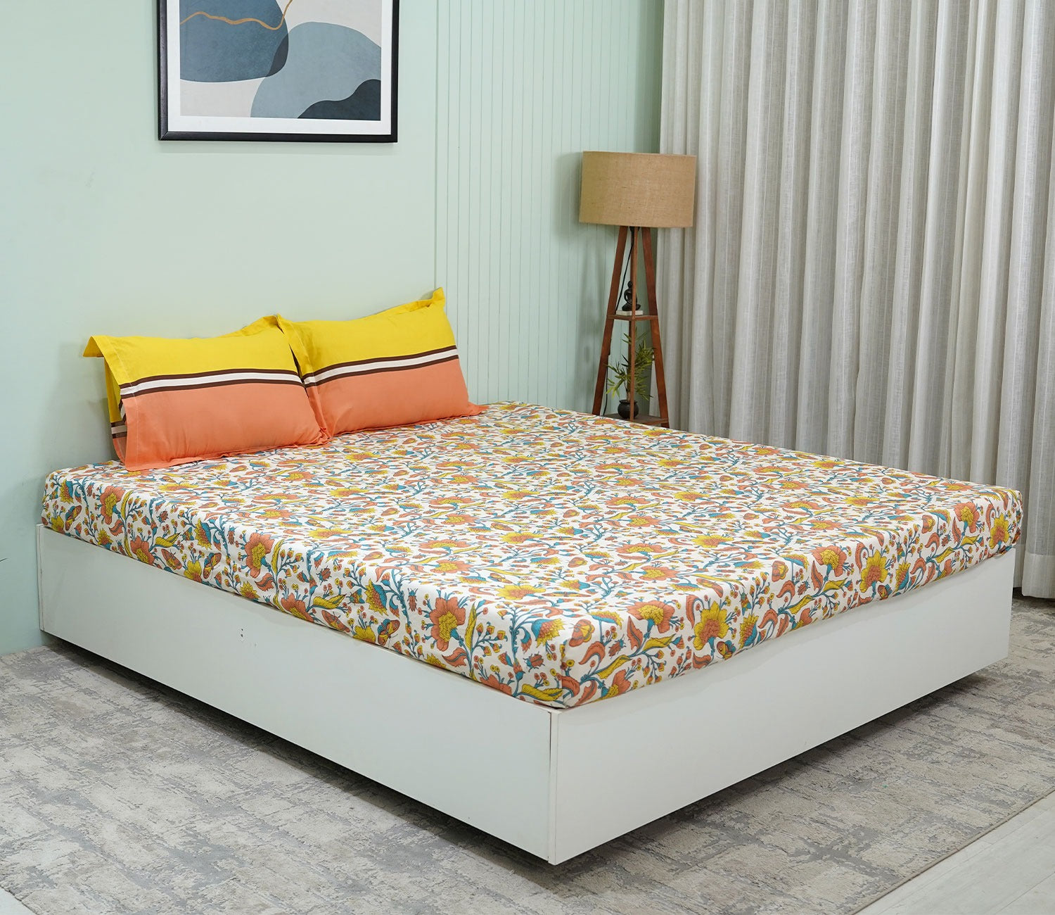 Pernia Moments Queen Size Bedsheet (Orange)