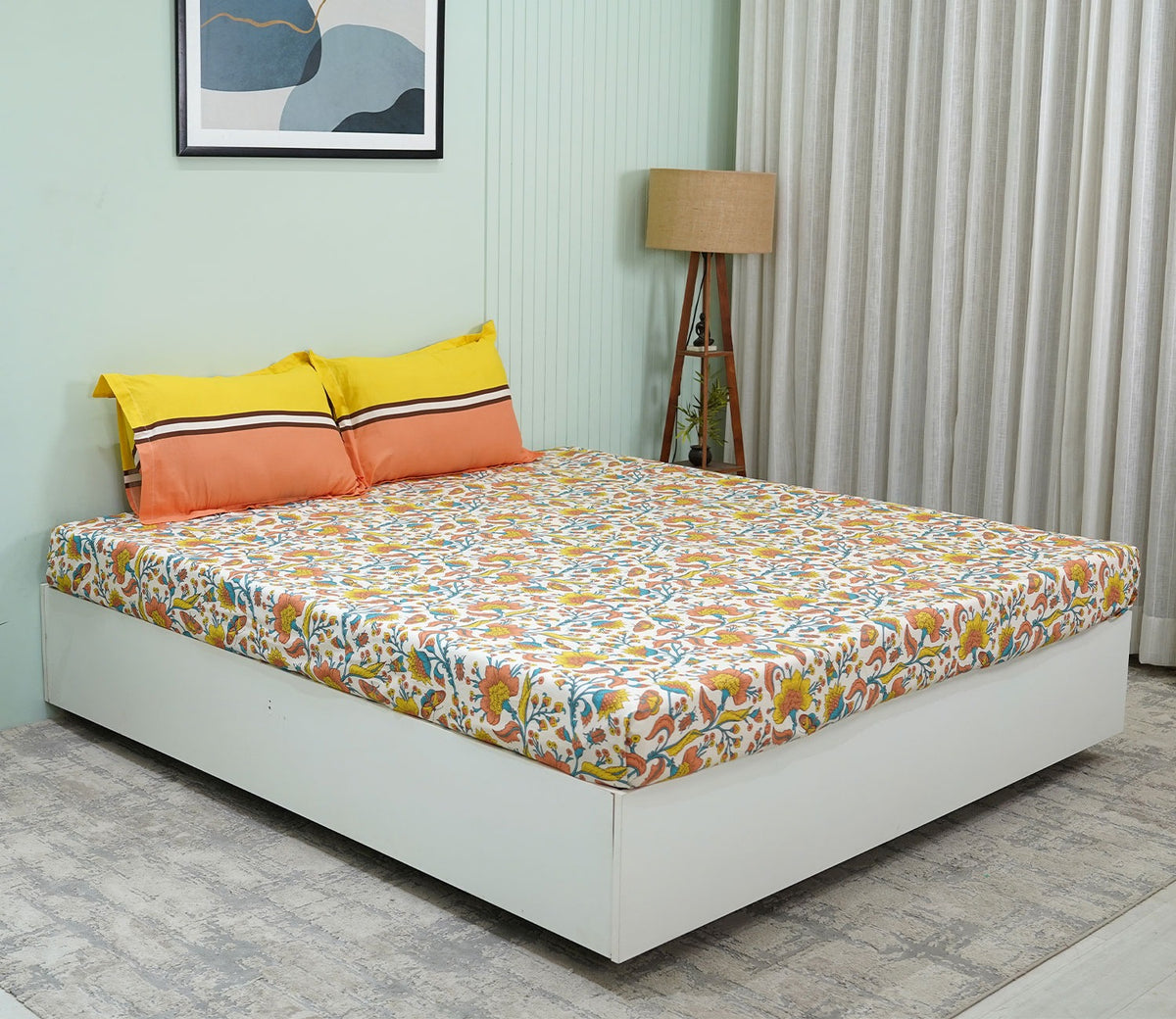 Pernia Moments Queen Size Bedsheet (Orange)