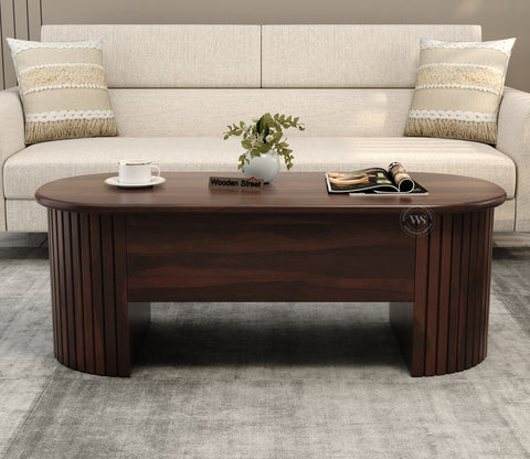 Silvia Lift Top Sheesham Wood Coffee Table with Hidden Storage Compartment (Walnut Finish)