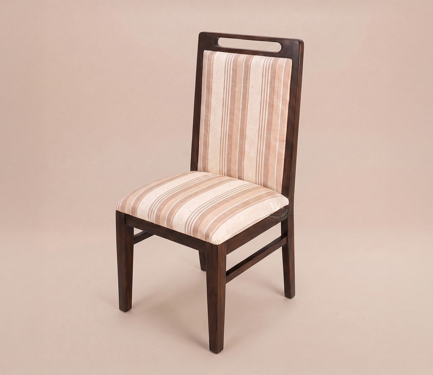 Hazel Sheesham Wood Premium Cotton Cushioned Dining Chair - Set of 2 (Cotton, Walnut Cream Stripe)