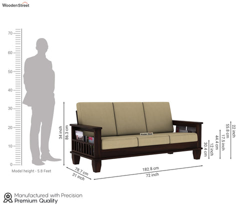 Quartz Wooden Sofa Set (Walnut Irish Cream)
