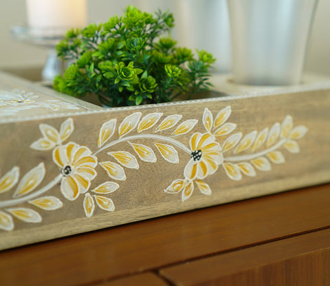 Adiva Floral Hand Painted Multistorage Wooden Tray