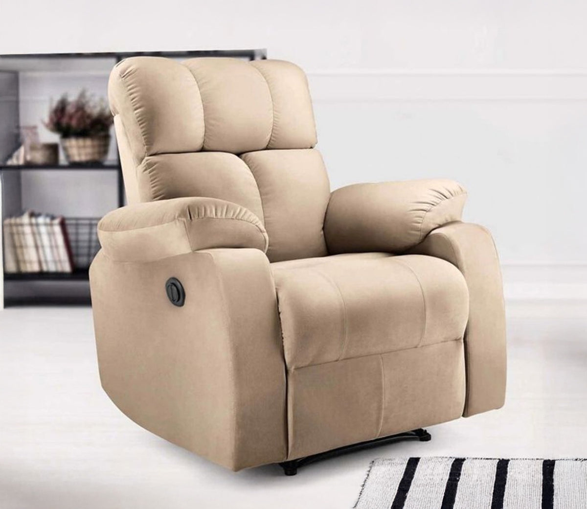 Valios Fabric 1 Seater Motorized Recliner Chair (Beige)