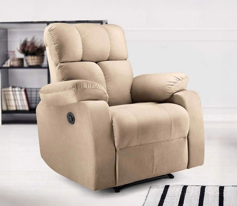 Valios Fabric 1 Seater Motorized Recliner Chair (Beige)