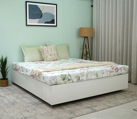 Botany Flat Cotton Bed Sheet King Size with 2 Pillow Covers (Blue)