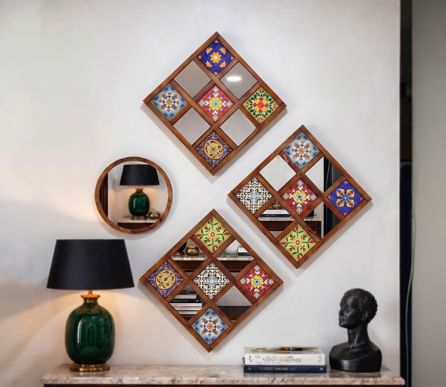 Bohemian Mirror Collage (Honey Finish)