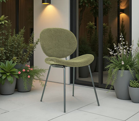Clouda Modern Upholstered Chair in Boucle Fabric (Green)