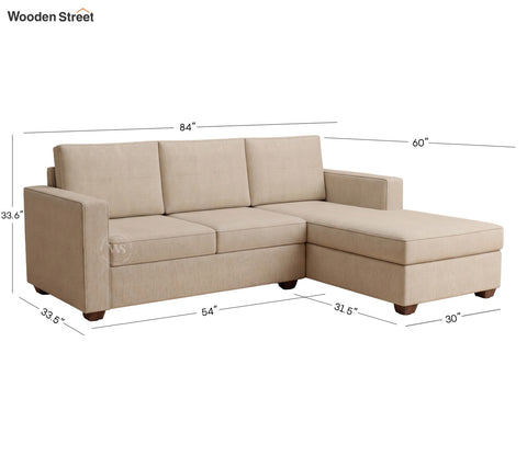 Albus L-Shape 4 Seater Sofa (Cotton, Jade Ivory)
