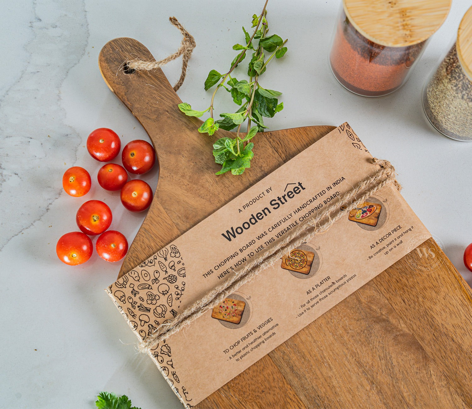 Hollis Natural Mango Wood Handcrafted Non Slip Chopping Board for Kitchen