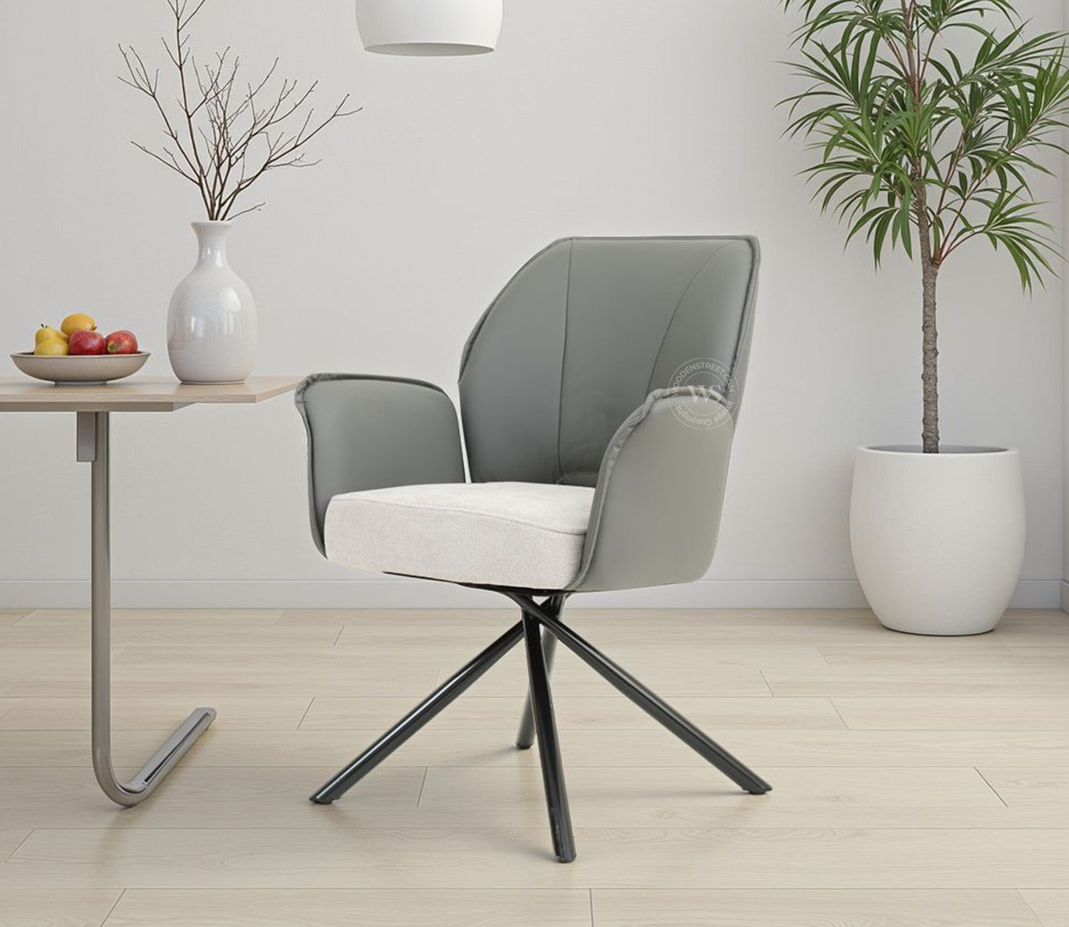 Hokku Versatile Dual-Tone Swivel Chair for Dining & Lounge (Grey)