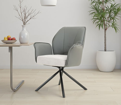 Hokku Versatile Dual-Tone Swivel Chair for Dining & Lounge (Grey)