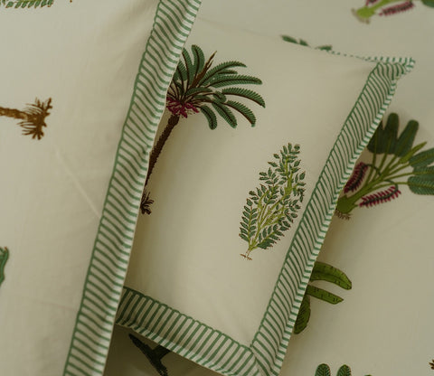 200 TC Leafy Impression Percale Cotton Bedsheet King Size With 2 Pillow Cover