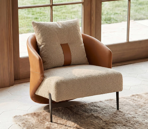 Velora Premium Lounge Chair With Leatherette Backrest & Plush Fabric Seating (Dual Tone)