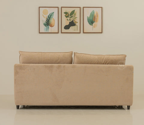Tevo 3-Seater Sofa Cum Bed | Pull-Out Bed Mechanism | Fabric Upholstery (Beige)