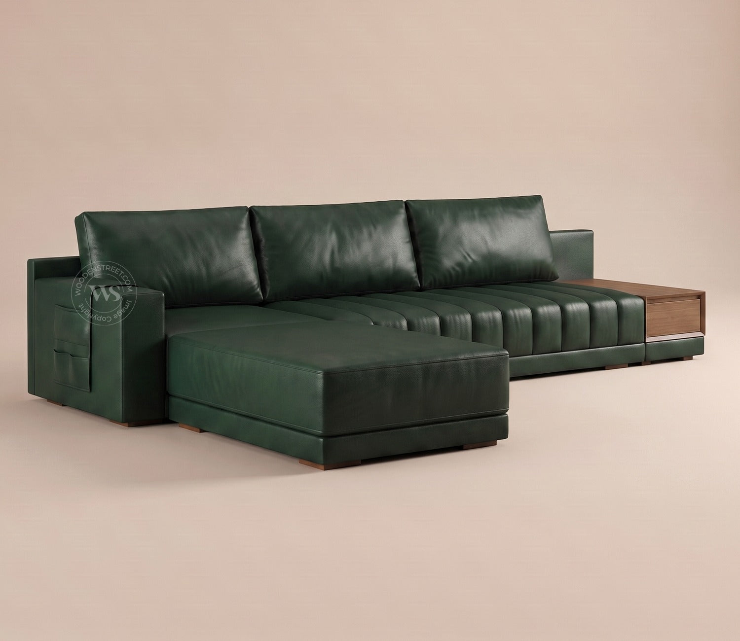 Oasis L-Shape Left Aligned Sectional Sofa (Leatherette, Leaf)
